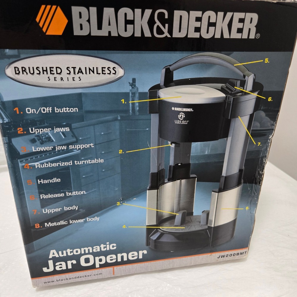 Black & Decker Lids Off Automatic Jar Opener Brushed Stainless JW200BMT New